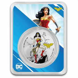 DC Comics 1 oz silver WONDER WOMAN 2024 bu $2 Coloured in TEP