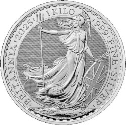 UK 1 kilo silver BRITANNIA 2025 £500 bu