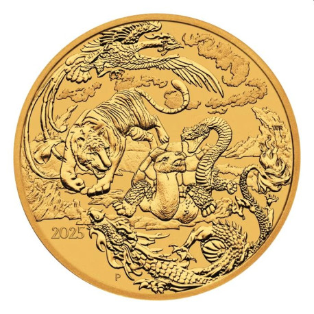 PM 1 oz GOLD FOUR GUARDIAN 2024 $100 PROOF Box + Coa Myths & Legends