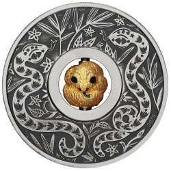 PERTH MINT Year of the Ox Rotating Charm 2021 1oz Silver Antiqued Coin