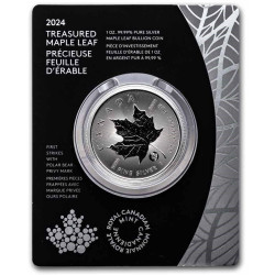 RCM 1 oz silver MAPLE LEAF 2024 $5 privy DRAGON in card