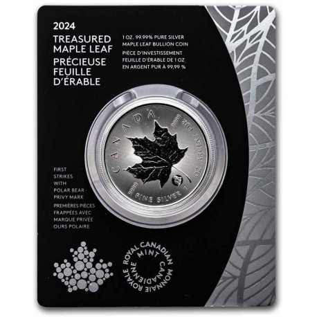RCM 1 oz silver MAPLE LEAF 2024 $5 privy DRAGON in card