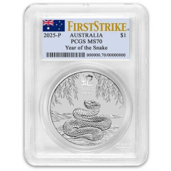 PM Lunar 3 SNAKE 1 oz silver 2025 BU $1 PCGS MS-70 FS