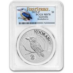 PM 1 oz silver KOOKABURRA 2025 $1 Anniversary Australia PCGS MS 70