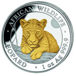 1 oz silver SOMALIA LEOPARD 2025 - GILDED 100 shillings 