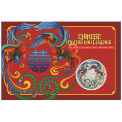PM 1 oz silver DOUBLE PHOENIX 2025 COLOURED in card $1 bu CHINESE MYTHS & LEGENDS