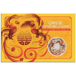 PM 1 oz silver DOUBLE PHOENIX 2025 RED in card $1 bu CHINESE MYTHS & LEGENDS