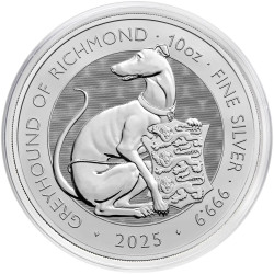 UK 10 oz silver Tudor Beasts GREYHOUND OF RICHMOND 2025 BU £10