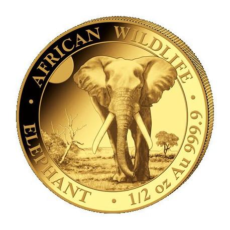 GOLD 1/2 oz ELEPHANT 2024 SOMALIA Shillings 500 BU