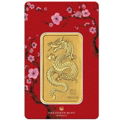 Perth Mint 1 oz RECTANGLE DRAGON $100 BAR 2024 GOLD