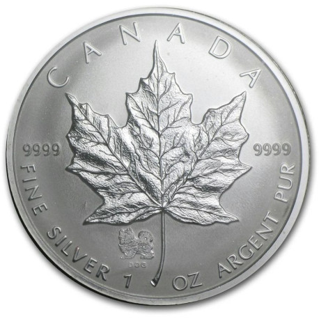 1 oz silver MAPLE LEAF 2001 PRIVY SNAKE $5 REVERSE PROOF