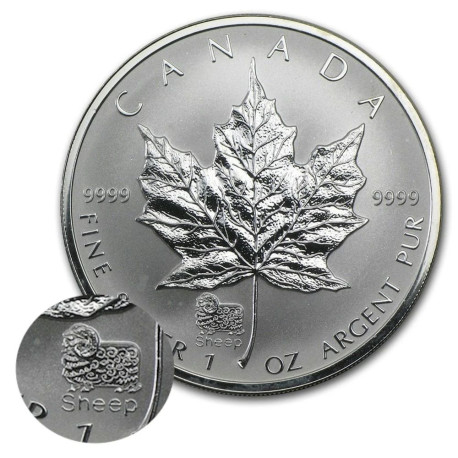 1 oz silver MAPLE LEAF 2003 PRIVY SHEEP $5 REVERSE PROOF