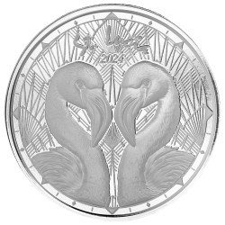 1 oz silver FLAMINGOS ST. LUCIA 2024 Eastern Caribbean $2 BU