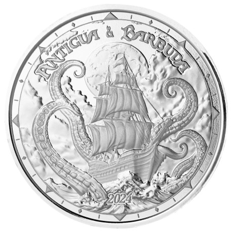 1 oz silver RUM RUN PIRATE ANTIGUA & BARBUDA 2023 EC8 $1 Proof-Like
