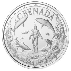 EC8 SHARK DIVER 2024 GRENADA 1 oz silver $2 bu 