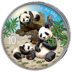 30 GR SILVER PANDA 2025 Yuan COLOURED 10 bu