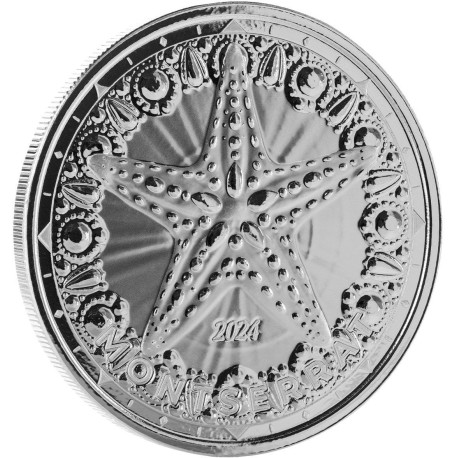 1 oz silver 2024 EC8 STARFISH $2 BU MONTSERRAT Eastern Caribbean 