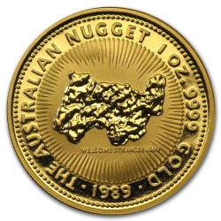 1 oz gold NUGGET 1989 WELCOME STRANGER 1869