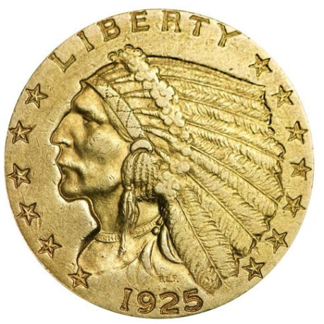 Gold $2.5 INDIAN HEAD Quarter Eagle 1908