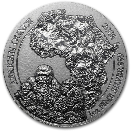 1 oz silver Rwanda GORILLA 2008 