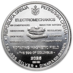 1 oz silver NIKOLA TESLA 2024 HYDROELECTRIC POWER 100 Dinar bu 