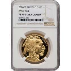 1 oz GOLD AMERICAN BUFFALO PROOF 2006 NGC MS-70 ULTRA CAMEO