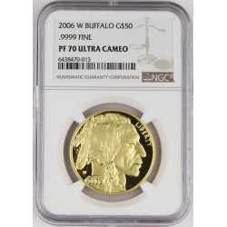 1 oz GOLD BUFFALO 2006 PROOF PF 70 ULTRA CAMEO