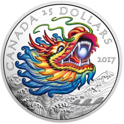 Canada $25 Dragon Boat Festival 2017 High Relief Coloured Silver Proof Coin