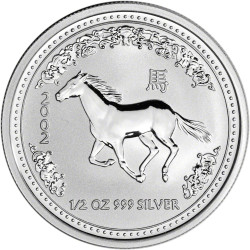SINGAPORE 2 oz silver HORSE 2002 $10 Proof Piedfort NO BOX