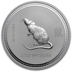 2 oz silver LUNAR MOUSE 2008 Proof + Coa