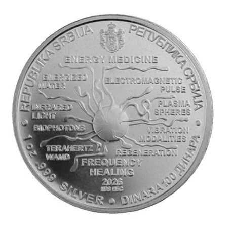 1 oz silver NIKOLA TESLA 2026 ENERGY MEDECINE BU 100 Dinar