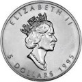 1 oz silver MAPLE LEAF 1995 $5 bu