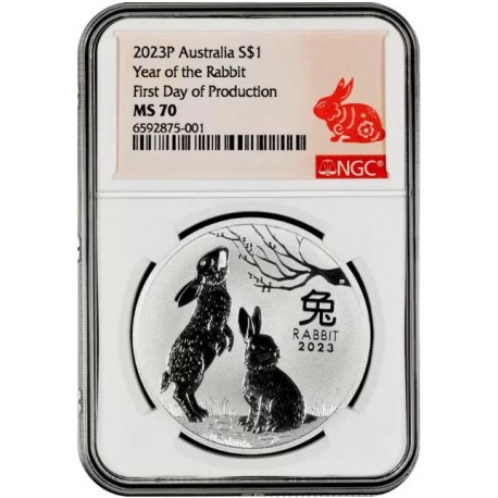 PM Lunar 3 RABBIT 1 oz silver 2023 BU $1 Australia