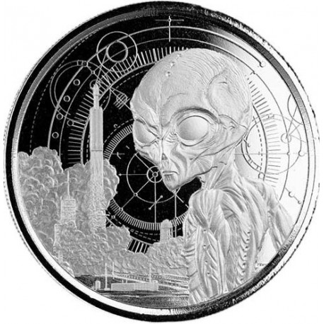 1 oz silver 5 CEDIS Ghana ALIEN 2021 BU