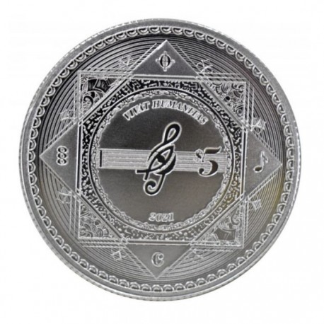 Tokelau 1 oz silver VIVAT HUMANITAS 2021 $5 BU Music