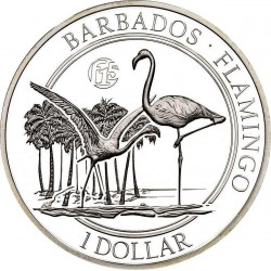 1 oz silver FLAMINGO 2016 $1 Barbados PROOF F15