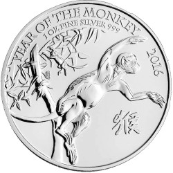 UK 1 oz SILVER LUNAR MONKEY 2016 £1 bu