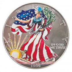 USA 1 oz silver U.S. Silver EAGLE 1999 $1 Coloured bu in capsule