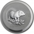 SINGAPORE 2 oz silver PIG 2007 $10 Proof Piedfort Coloured No Box