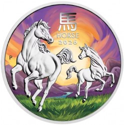 PM Lunar 3 HORSE 1 oz silver 2026 BU $1 Colorized Melbourne ANDA Australia