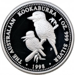 1 oz silver KOOKABURRA 1998 $1 PROOF in capsule