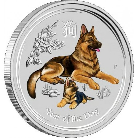 PM 1 oz silver DOG 2018 $1 bu