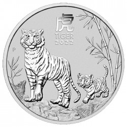 PM 2 oz silver Lunar 3 TIGER 2022 bu $2