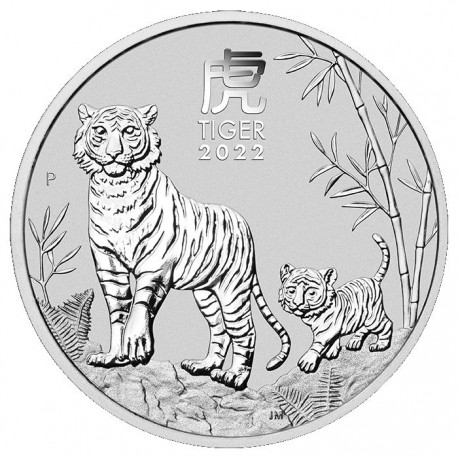 PM 2 oz silver Lunar 3 TIGER 2022 bu $2
