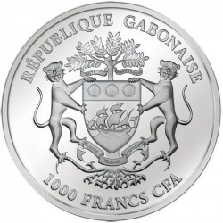 1 oz silver GABON 2011 SPRINGBOK 1000 CFA in capsule