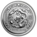 SINGAPORE 2 oz silver DRAGON 2000 $10 COLOURED Proof Piedfort