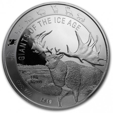 Ghana 1 kilo silver GIANT DEER 2019 BU 1000 CEDIS