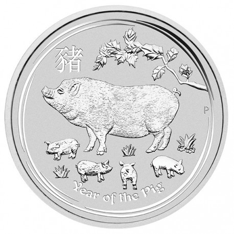 Australian Lunar Silver Coin Series II 2019 Year of the Pig 1oz Silver Gilded Edition
