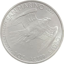 San marino 5€ 1 oz silver PEREGRINE FALCON 2024 in capsule