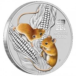 PM Lunar 3 Mouse 1/2 oz silver BU 2020 COLOURED $0.50 Australia